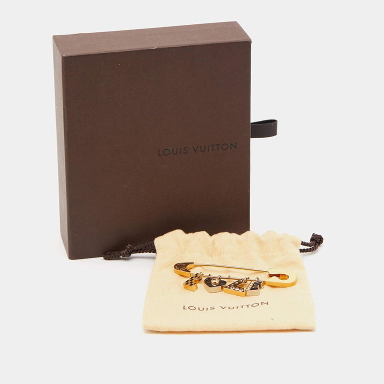Louis Vuitton Damier 'Love' Crystal Two Tone Safety Pin Brooch For Sale at  1stDibs | lv brooch