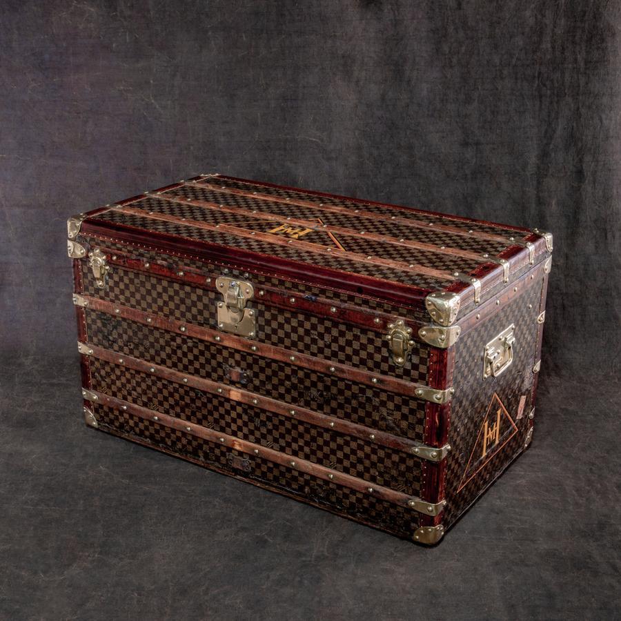 Brass Louis Vuitton Damier 'Malle Courrier' Steamer Trunk, circa 1896