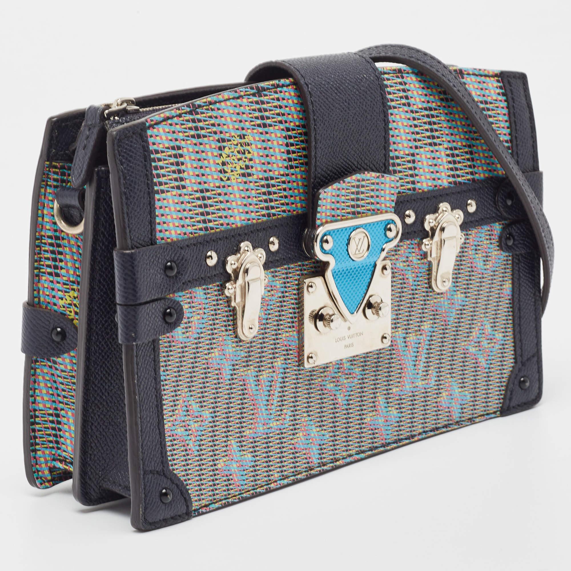 Louis Vuitton Damier Monogramm Segeltuch LV Pop Trunk Clutch Bag Damen im Angebot
