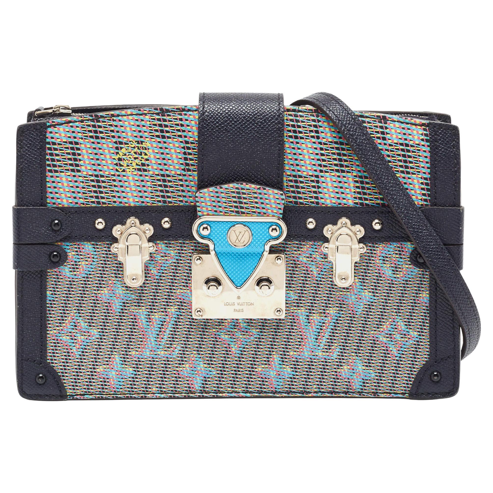 Louis Vuitton Damier Monogramm Segeltuch LV Pop Trunk Clutch Bag im Angebot