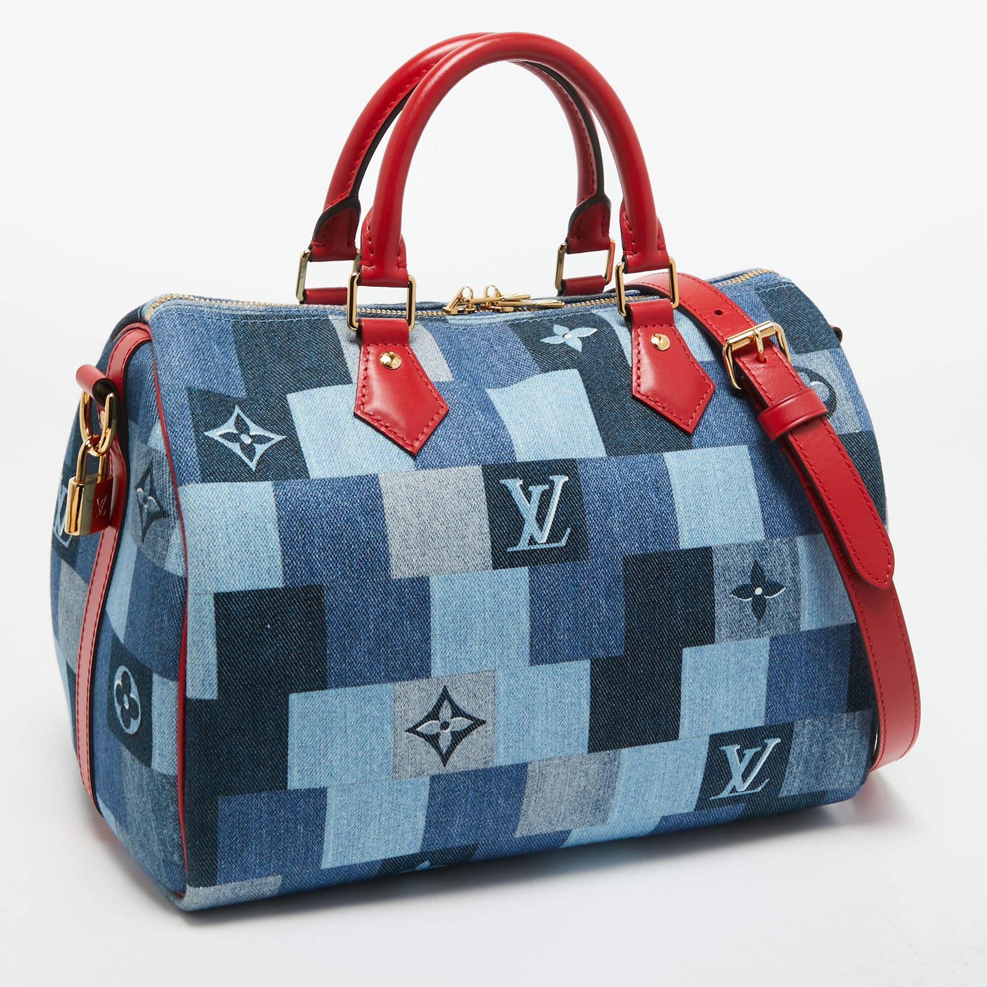 Women's Louis Vuitton Damier Monogram Denim Patchwork Speedy Bandoulier 30 Bag