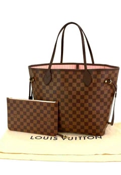 LOUIS VUITTON Damier Neverfull MM Rose Ballerine N41603 with pouch And receipt