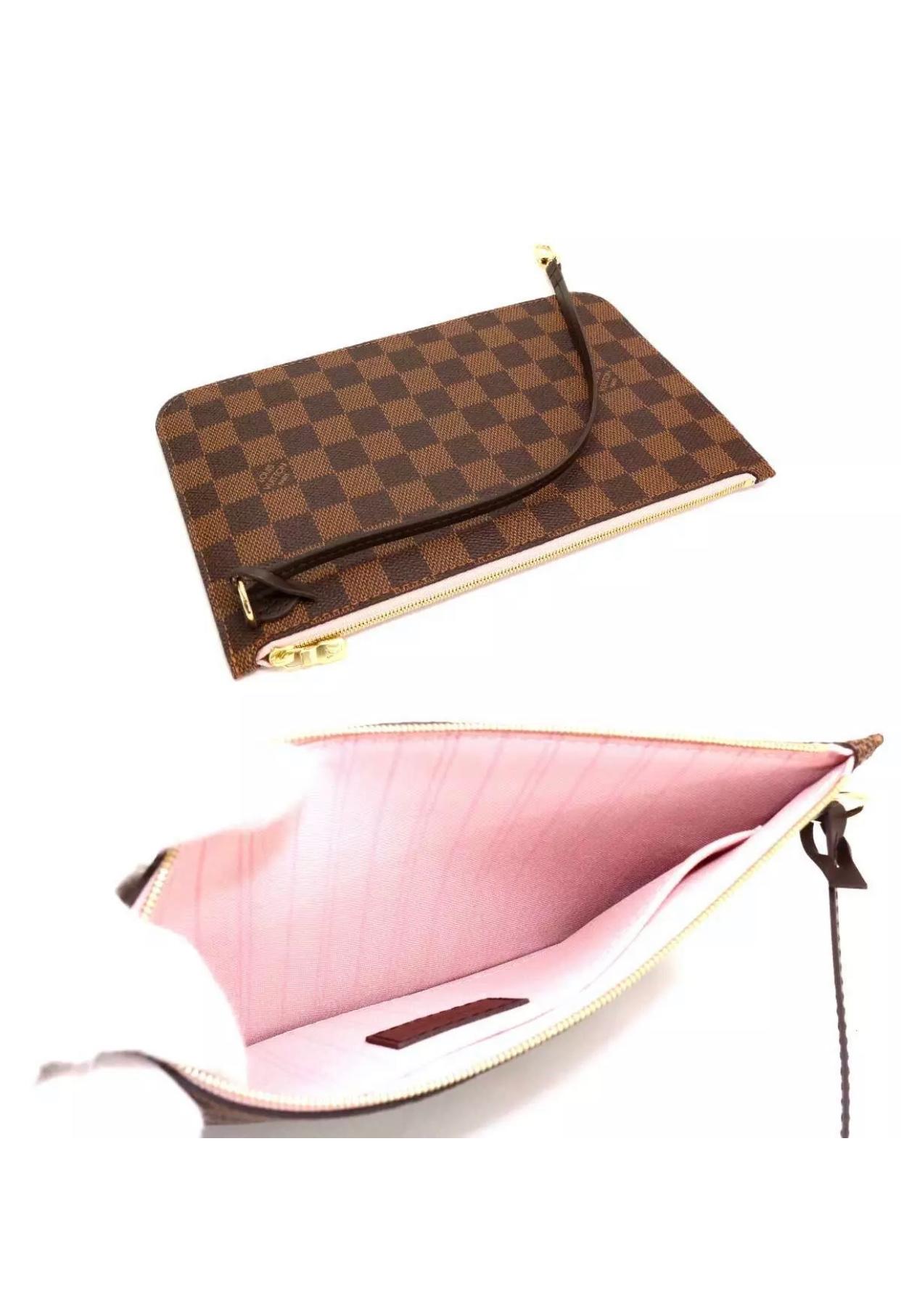 Women's LOUIS VUITTON Damier Neverfull MM Rose Ballerine N41603 with pouch And receipt