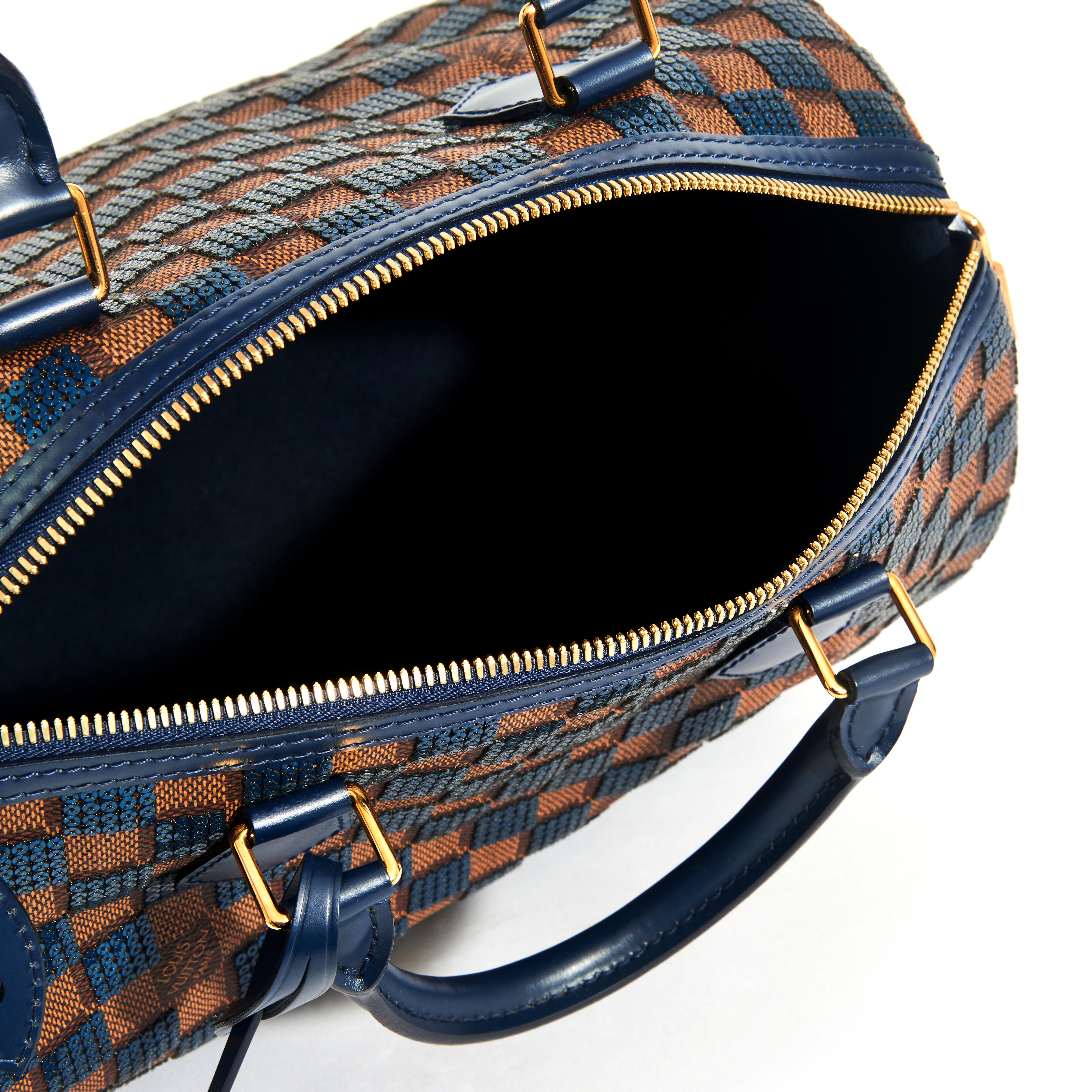 LOUIS VUITTON Damier Pailletten Speedy 30 mit marineblauen Pailletten  im Angebot 5