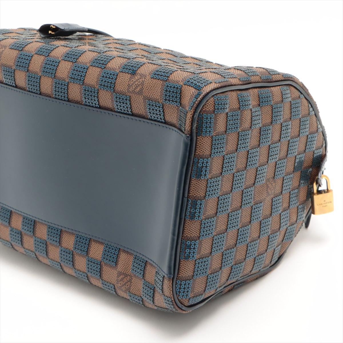 LOUIS VUITTON Damier Pailletten Speedy 30 mit marineblauen Pailletten  im Zustand „Hervorragend“ im Angebot in London, GB