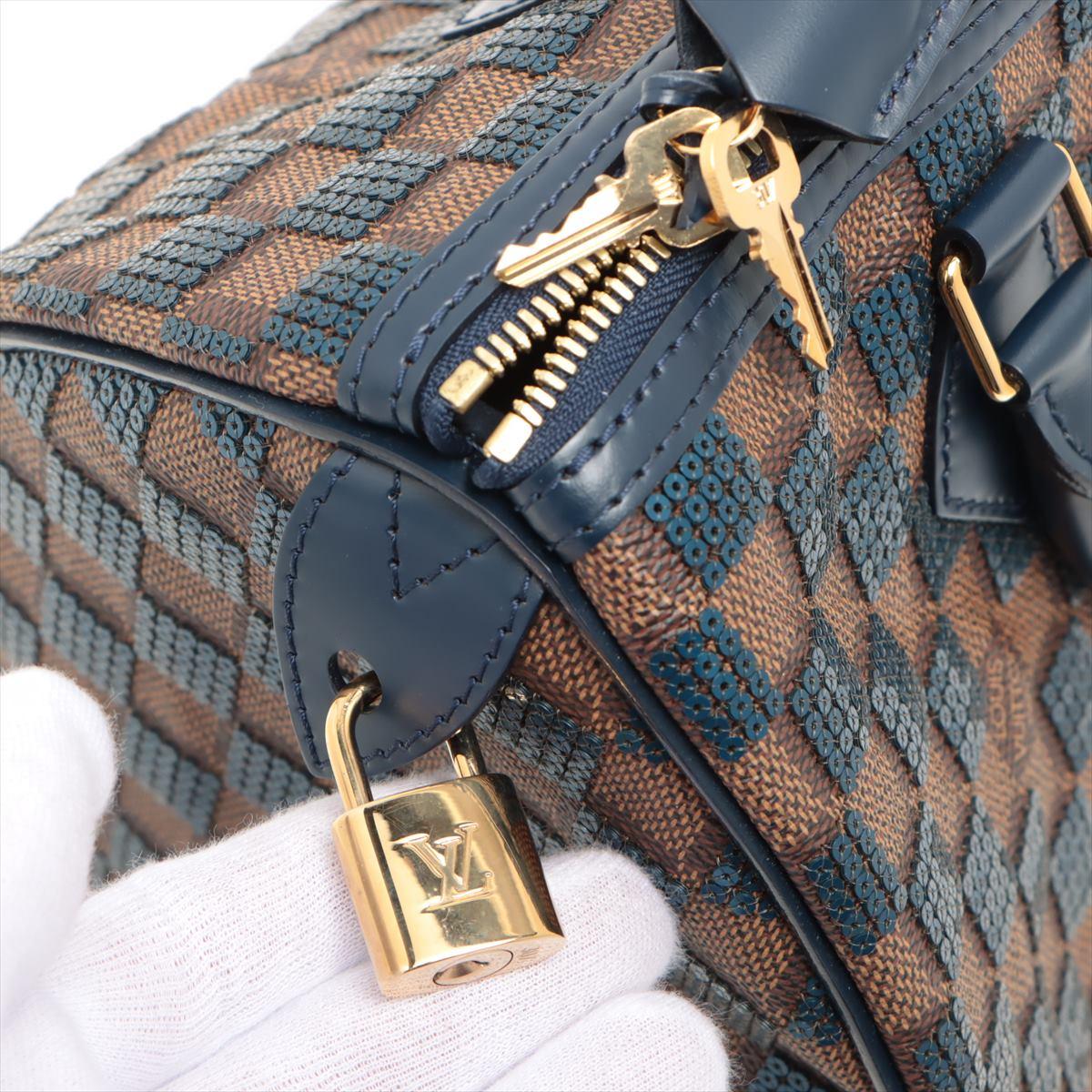 LOUIS VUITTON Damier Paillettes Speedy 30 with Navy Sequins For Sale 4