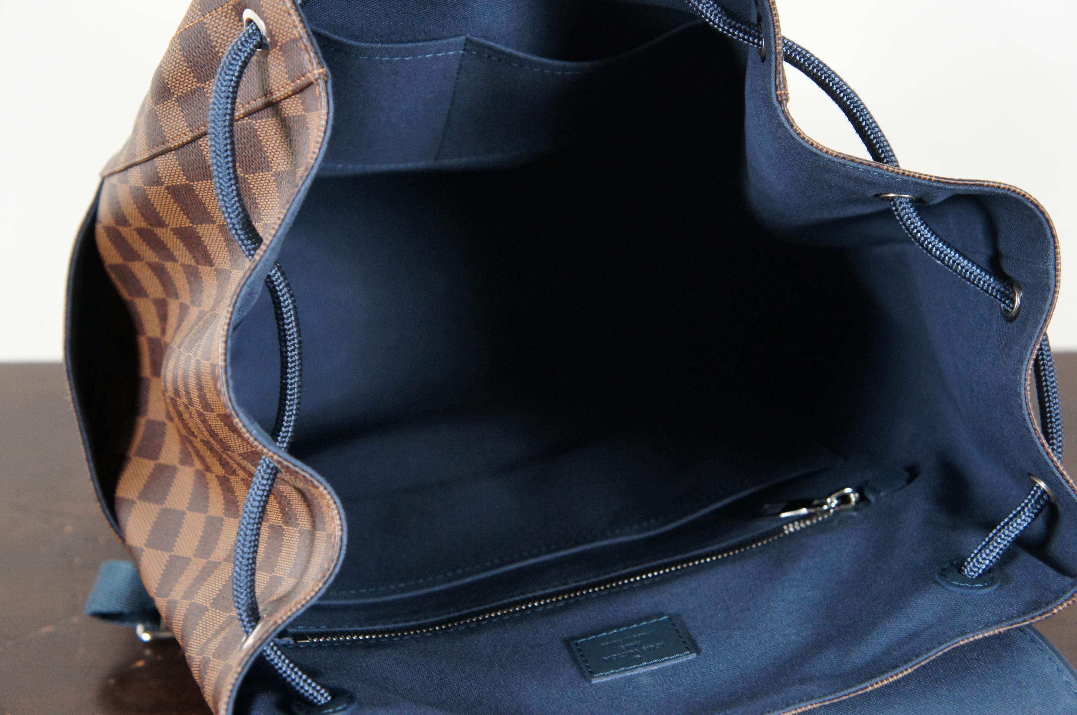 Leather Louis Vuitton Damier Runner Backpack Shoulder Bag Tote Ebene Canvas N41377