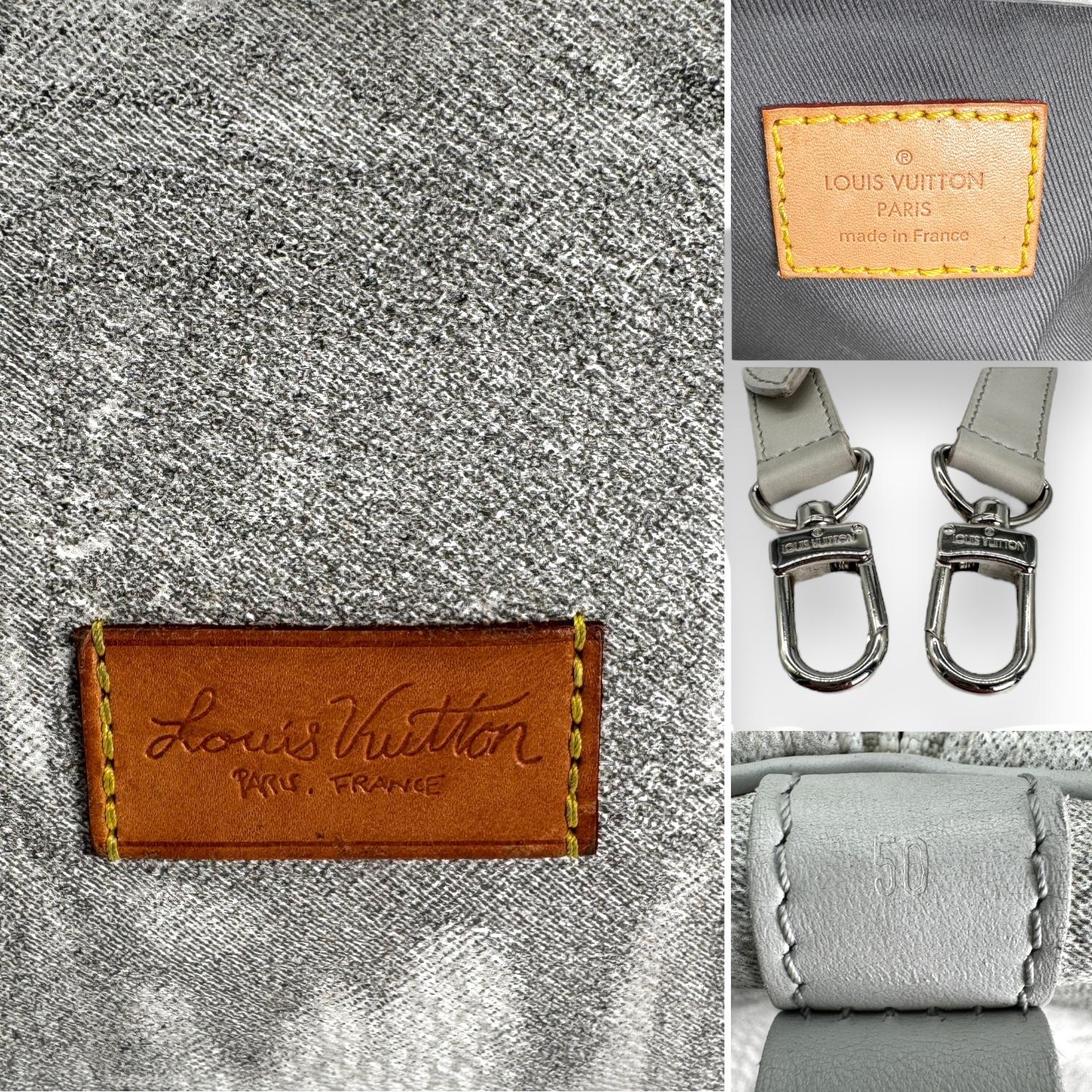 Louis Vuitton Damier Salt Bandouliere Keepall 50 Stone Grey For Sale 3