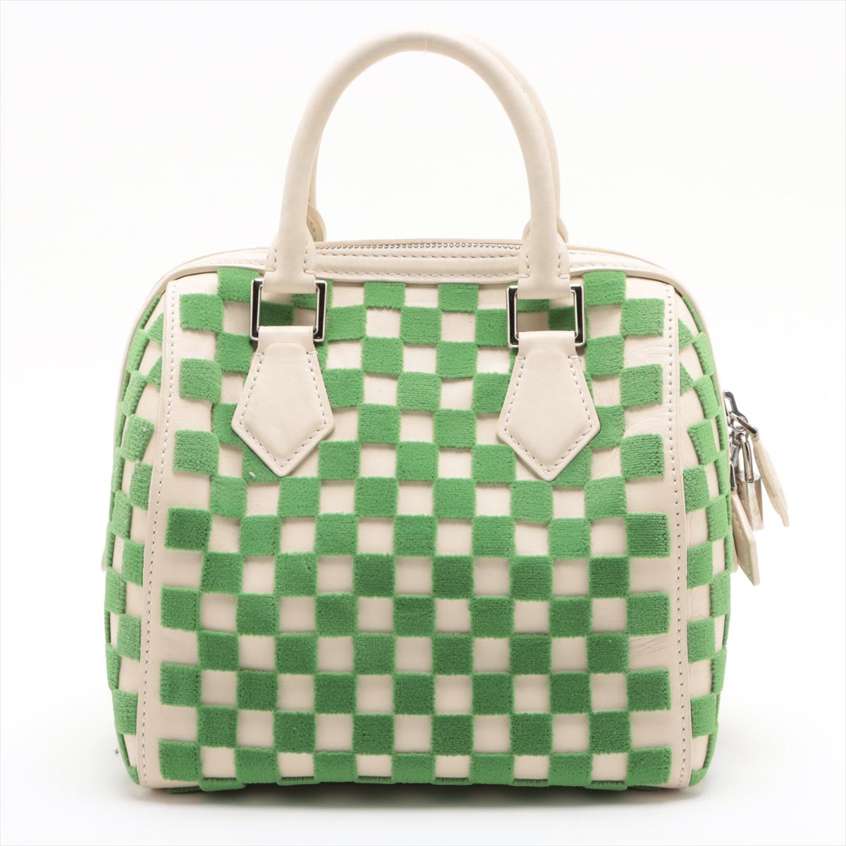Beige Louis Vuitton Damier Speedy Cube PM Green x White
