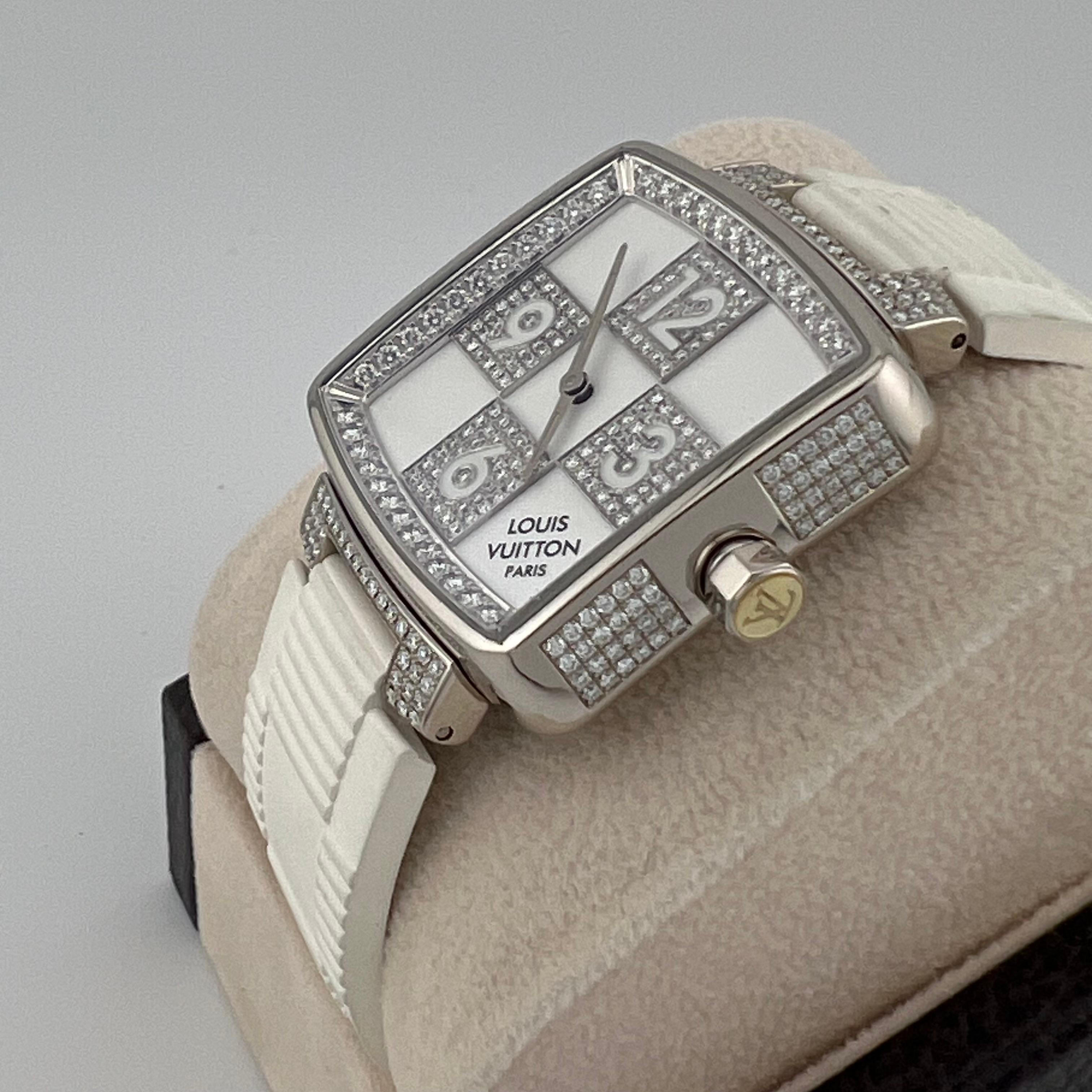 Louis Vuitton Damier Speedy Edición Limitada Q231C 33mm Oro Blanco 18k y Diamantes en venta 10