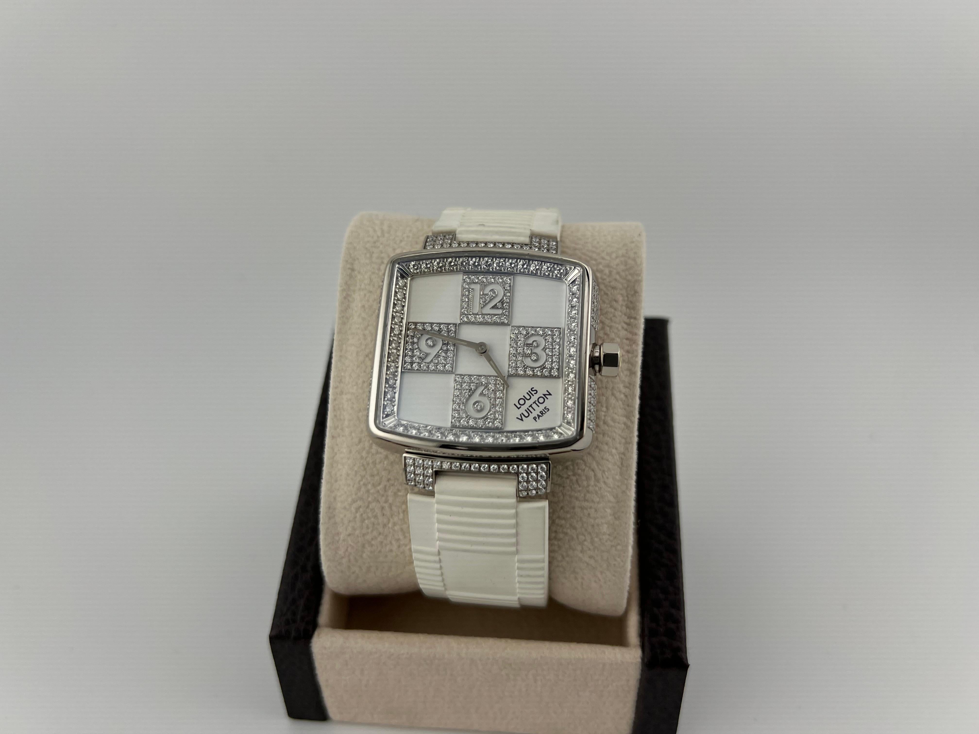 Louis Vuitton Damier Speedy Edición Limitada Q231C 33mm Oro Blanco 18k y Diamantes en Excelente estado para la venta en San Diego, CA