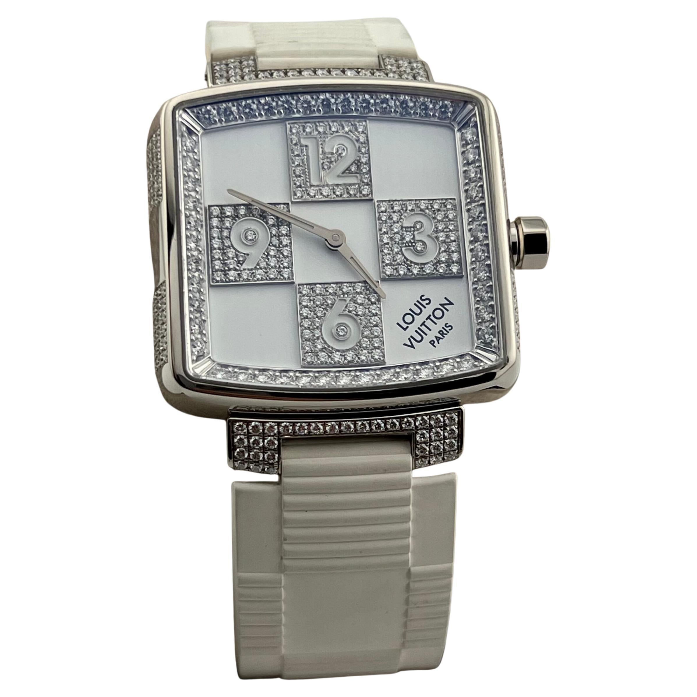 Louis Vuitton Damier Speedy Edición Limitada Q231C 33mm Oro Blanco 18k y Diamantes en venta