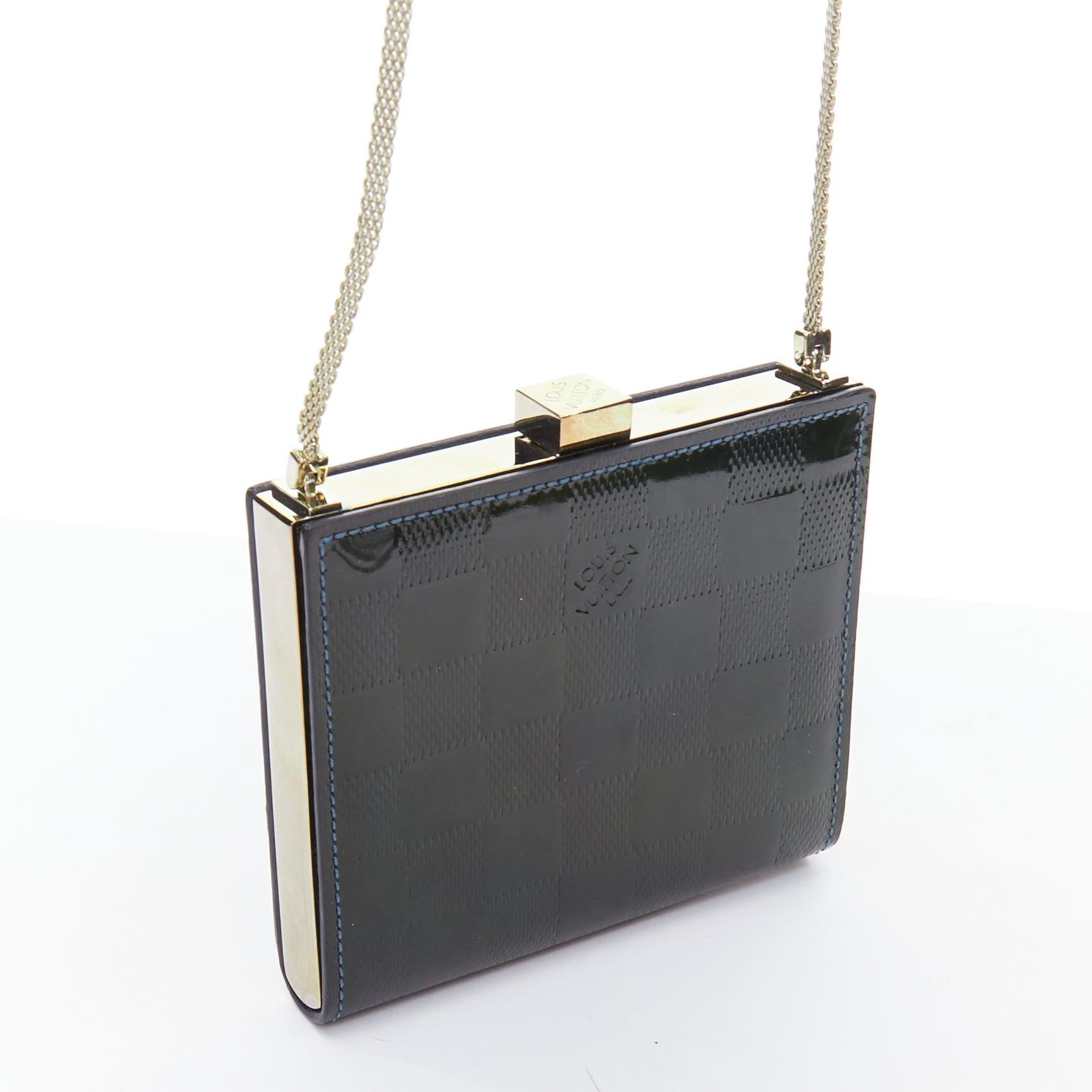 Black LOUIS VUITTON Damier Vernis Ange PM green patent LV crossbody bag For Sale