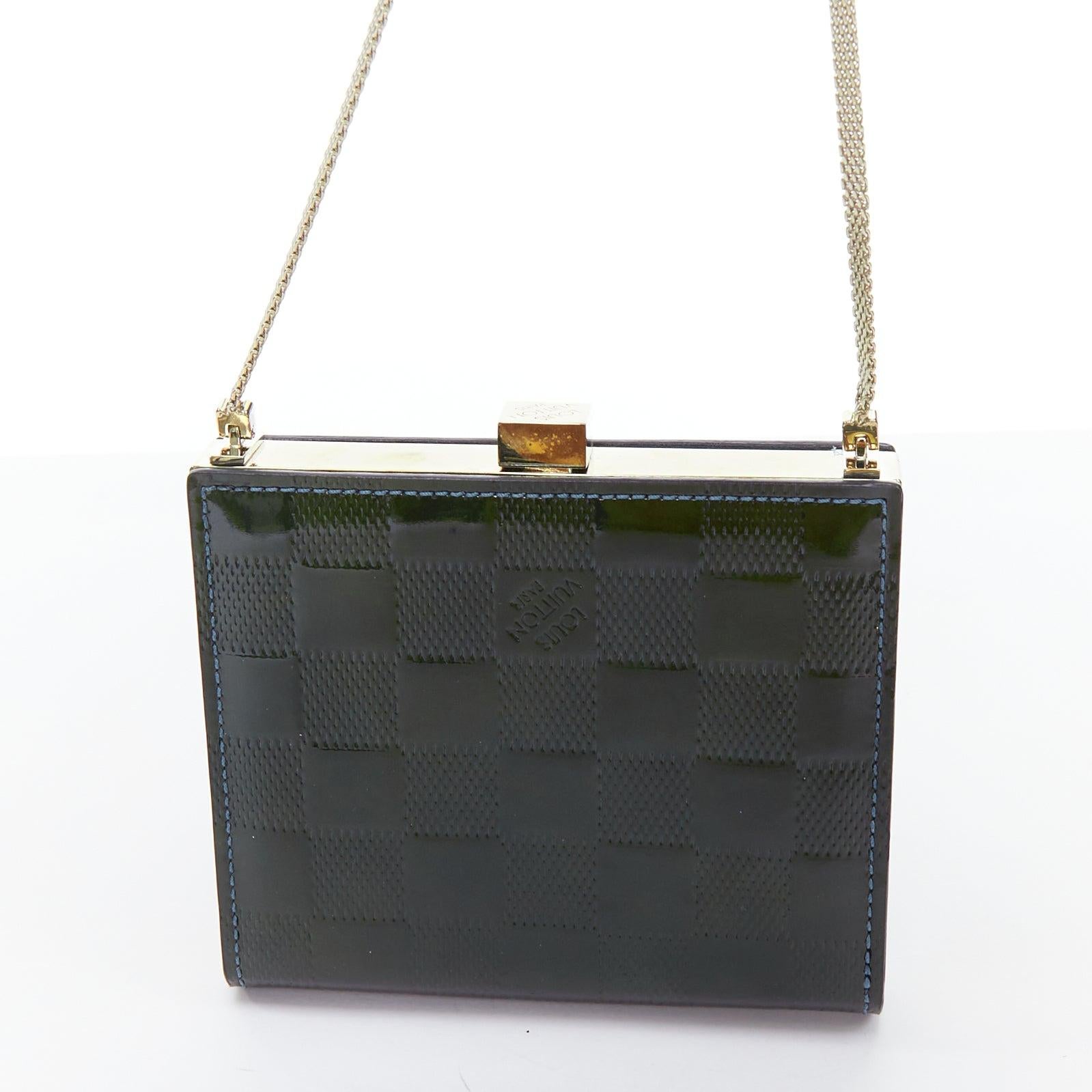 LOUIS VUITTON Damier Vernis Ange PM green patent LV crossbody bag In Good Condition For Sale In Hong Kong, NT