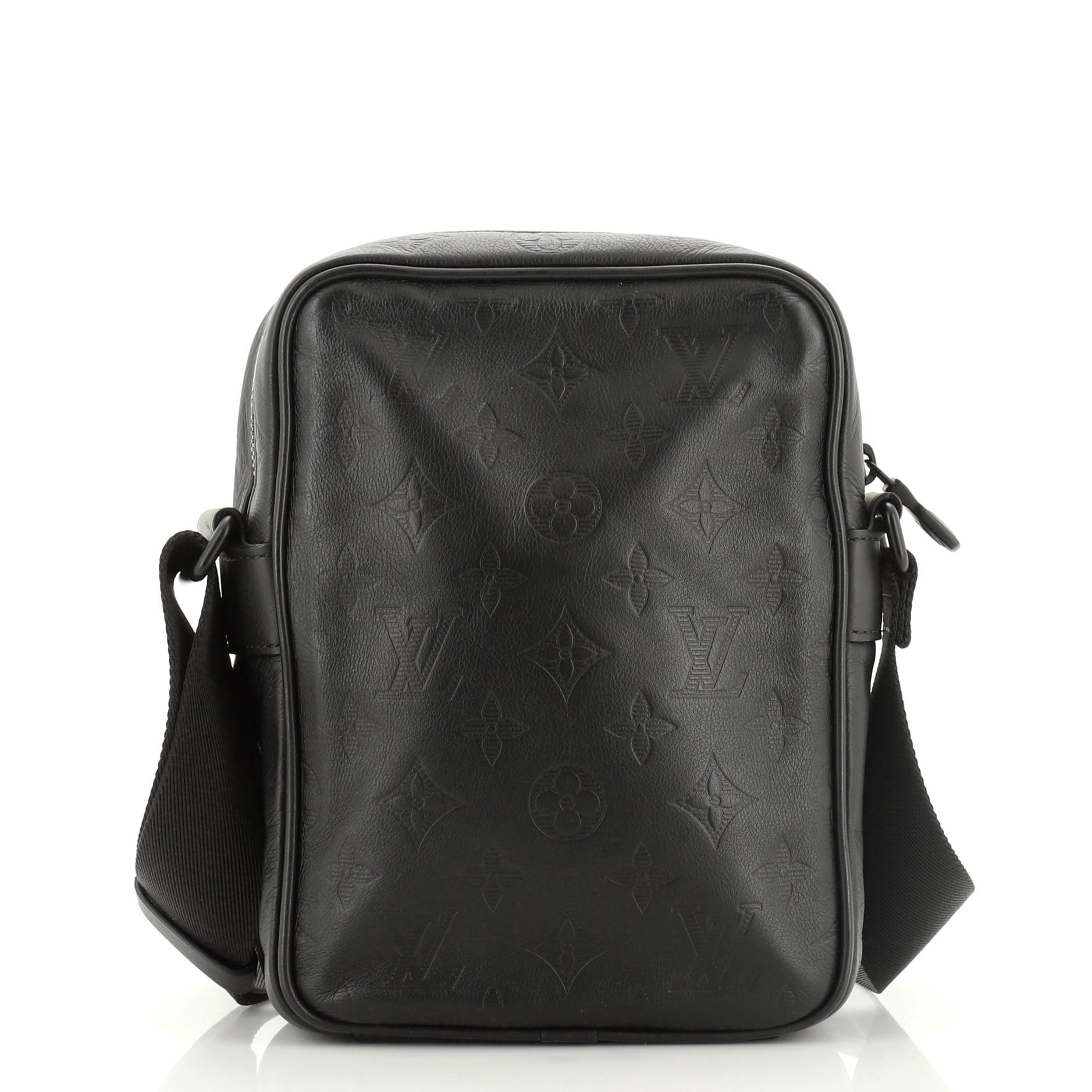 Black Louis Vuitton Danube Handbag Monogram Shadow Leather PM 