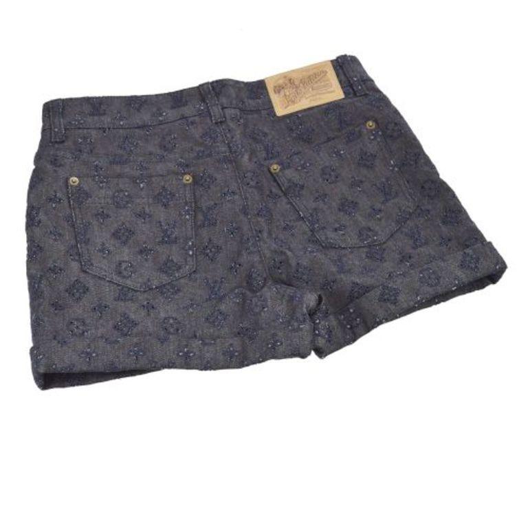 Louis Vuitton Womens Denim & Cotton Shorts 2023 Ss, Blue, 36 (Stock Check Required)
