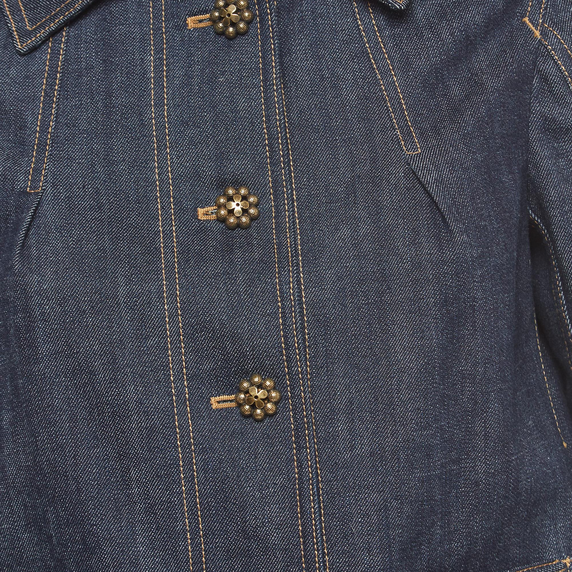 Louis Vuitton Dark Blue Denim Buttoned Jacket S 1