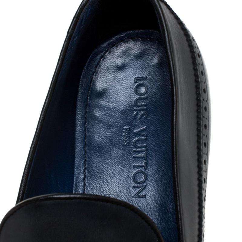 Louis Vuitton Dark Blue Leather Tassel And Brogue Detail Loafers Size 42.5 1
