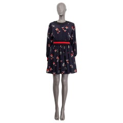 LOUIS VUITTON dark blue silk DIAMOND FLOWER MINI Dress 38 S