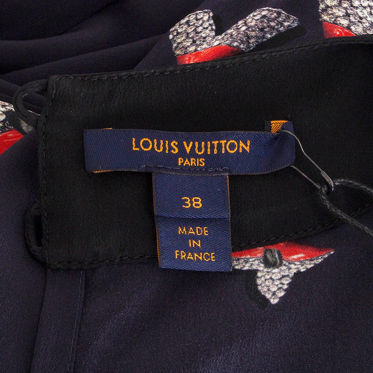 LOUIS VUITTON dark blue silk DIAMOND FLOWER MINI Dress 38 S For Sale 1