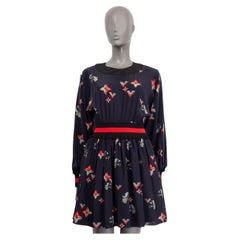 Vintage LOUIS VUITTON dark blue silk DIAMOND FLOWER MINI Dress 38 S