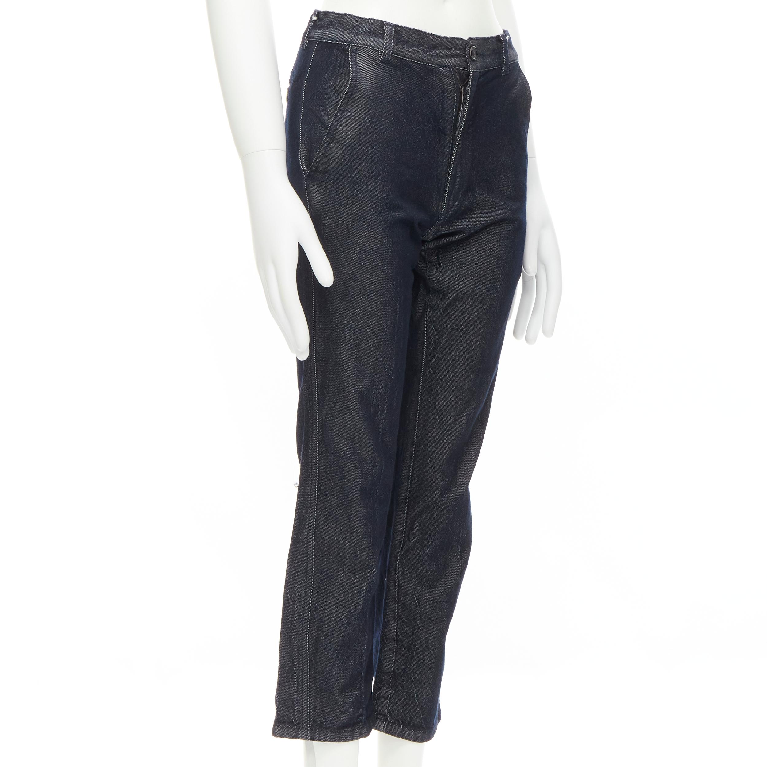 Black LOUIS VUITTON dark blue straight leg 4 pocket wool cotton pants IT46 XS