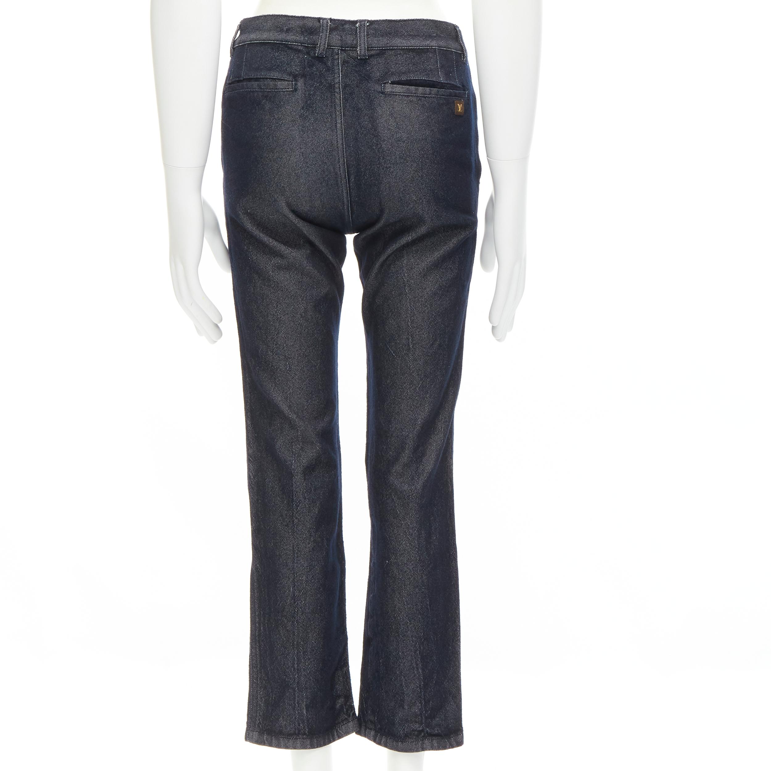 Men's LOUIS VUITTON dark blue straight leg 4 pocket wool cotton pants IT46 XS