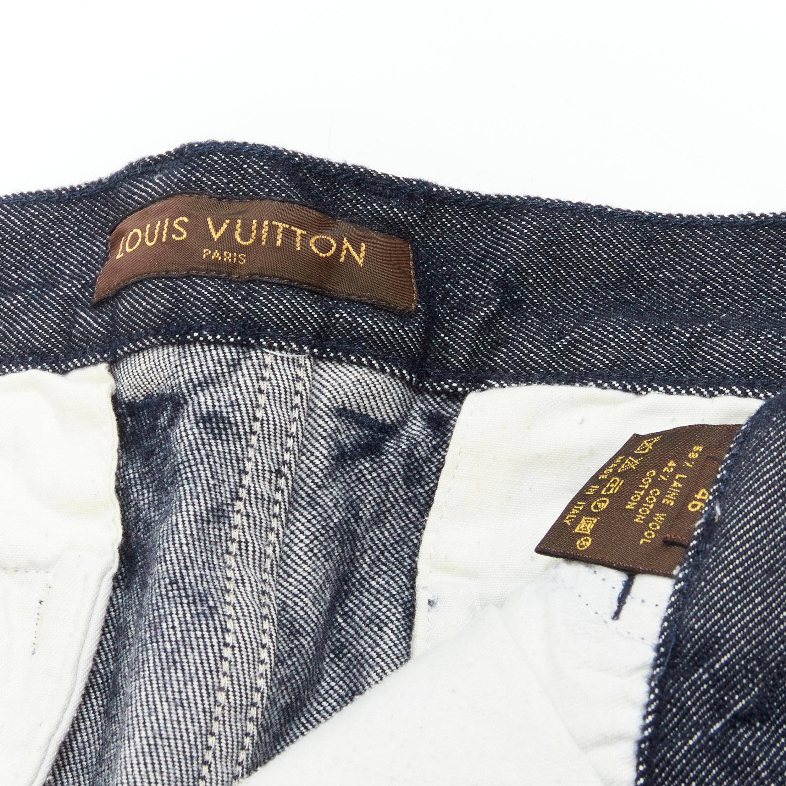 LOUIS VUITTON dark blue straight leg 4 pocket wool cotton pants IT46 XS 3