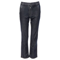 LOUIS VUITTON dunkelblaue Hose mit geradem Bein aus Wolle und Baumwolle mit 4 Taschen IT46 XS