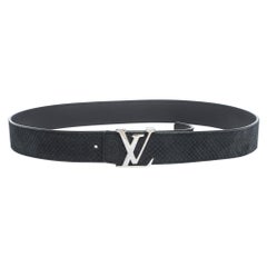 Louis Vuitton Ceinture en daim bleu foncé Damier LV Initials 110CM