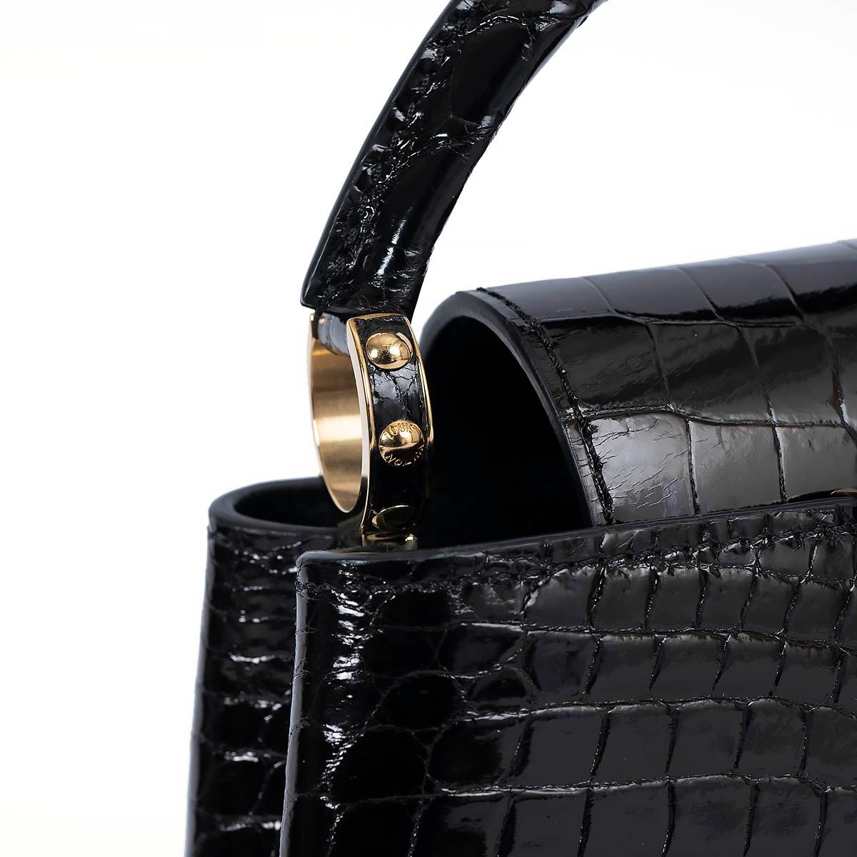 LOUIS VUITTON dark brown CAPUCINES MINI CROCODILIEN BRILLANT Shoulder Bag For Sale 2