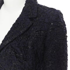 LOUIS VUITTON dark brown floral embroidery anglaise eyelet fitted blazer FR36