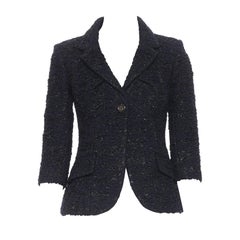 LOUIS VUITTON dark brown floral embroidery anglaise eyelet fitted blazer FR36