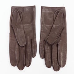 LOUIS VUITTON dark brown leather cut out driving gloves Sz7