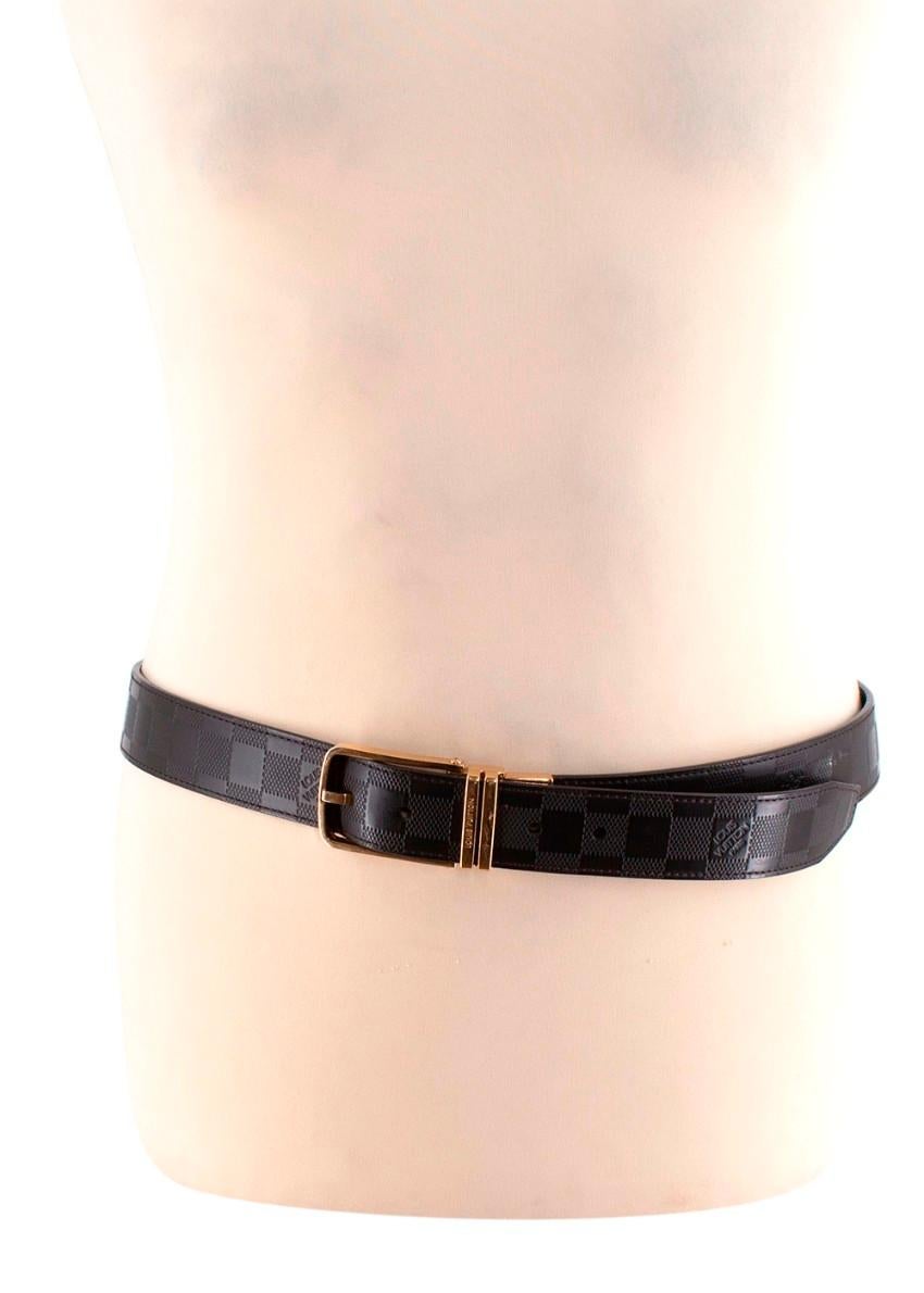 Louis Vuitton Dark Brown Leather Damier Leather Belt 110 For Sale 5