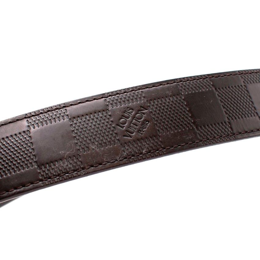 Louis Vuitton Dark Brown Leather Damier Leather Belt 110 In Excellent Condition For Sale In London, GB