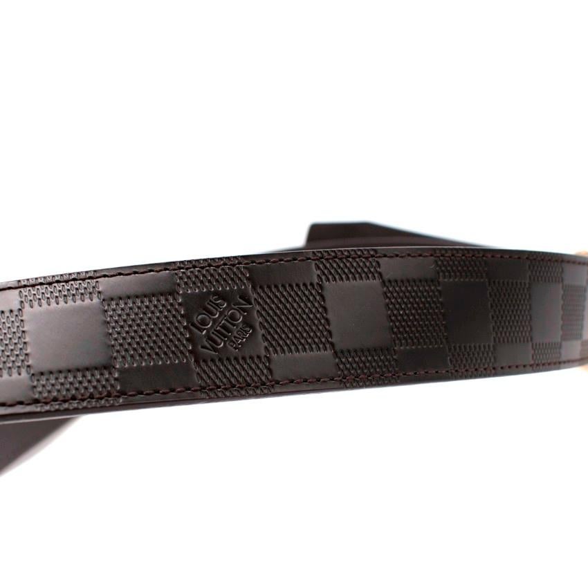 Men's Louis Vuitton Dark Brown Leather Damier Leather Belt 110 For Sale