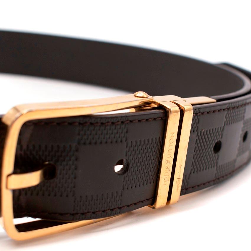 Louis Vuitton Dark Brown Leather Damier Leather Belt 110 For Sale 2