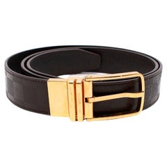 Louis Vuitton Dark Brown Leather Damier Leather Belt 110