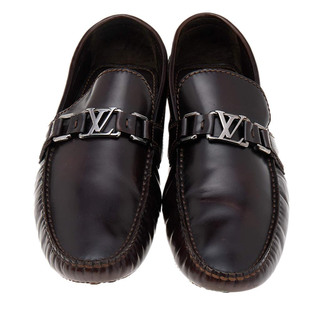 Men's Louis Vuitton Dark Brown Leather Hockenheim Slip On Loafers Size 41