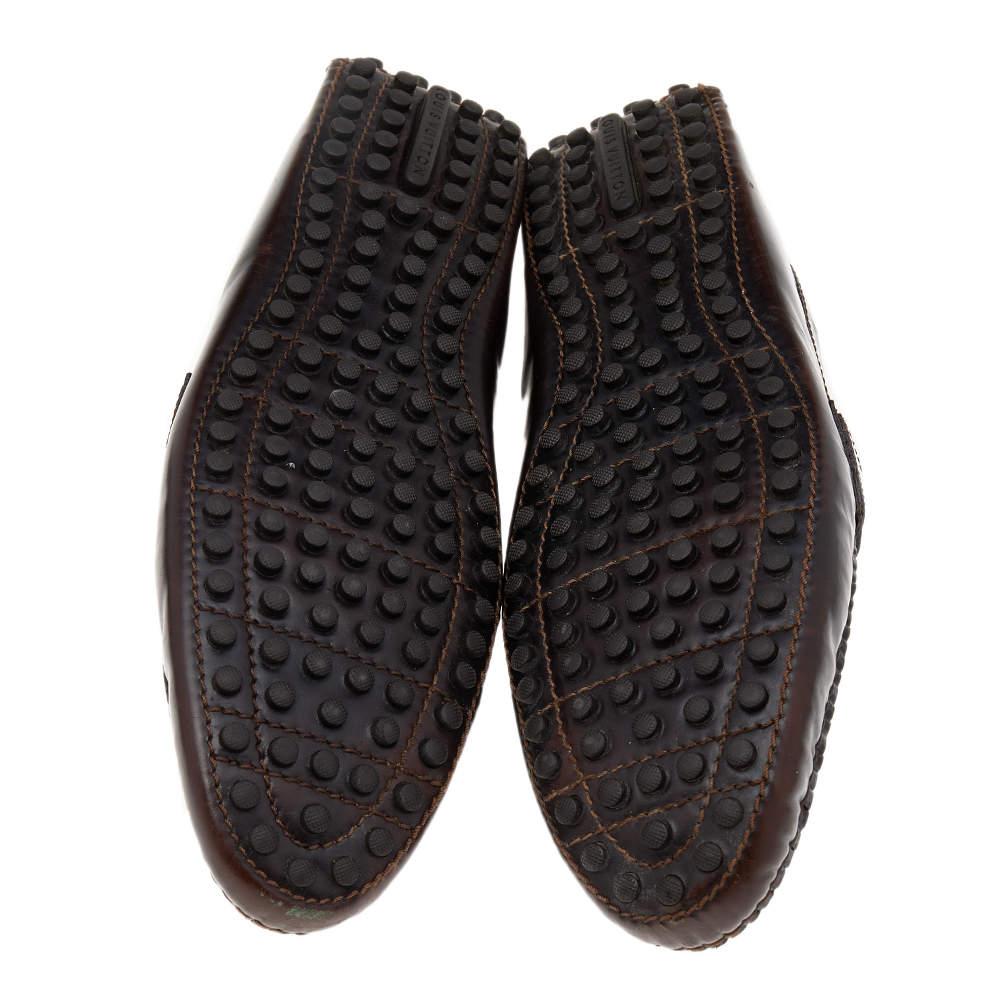 Louis Vuitton Dark Brown Leather Hockenheim Slip On Loafers Size 41 1