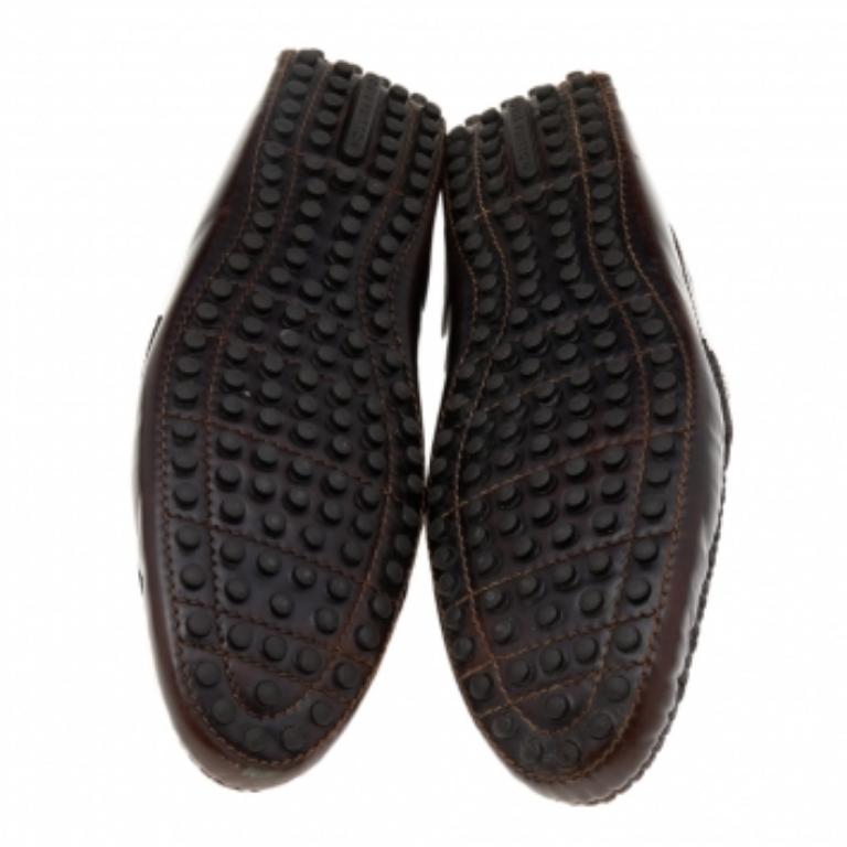 Louis Vuitton Dark Brown Leather Hockenheim Slip On Loafers Size 41 2