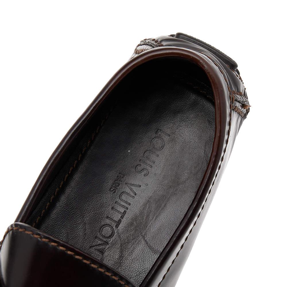 Louis Vuitton Dark Brown Leather Hockenheim Slip On Loafers Size 41 2