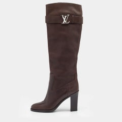 Louis Vuitton Dark Brown Leather Knee Length Boots Size 37
