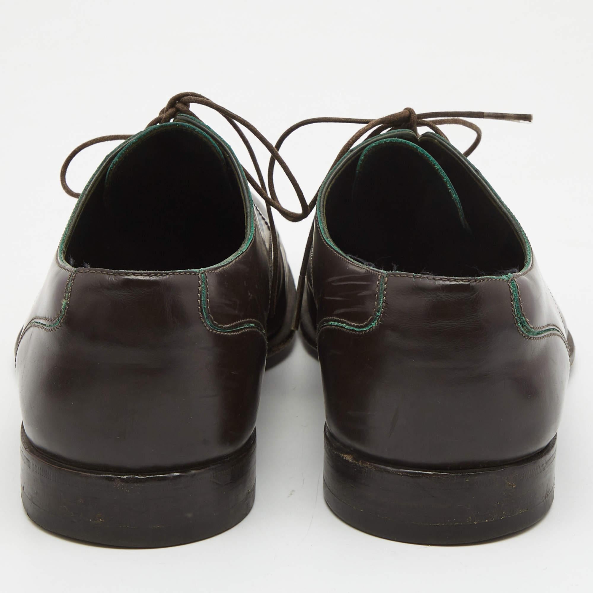 Black Louis Vuitton Dark Brown Leather Lace Up Oxfords Size 42.5 For Sale