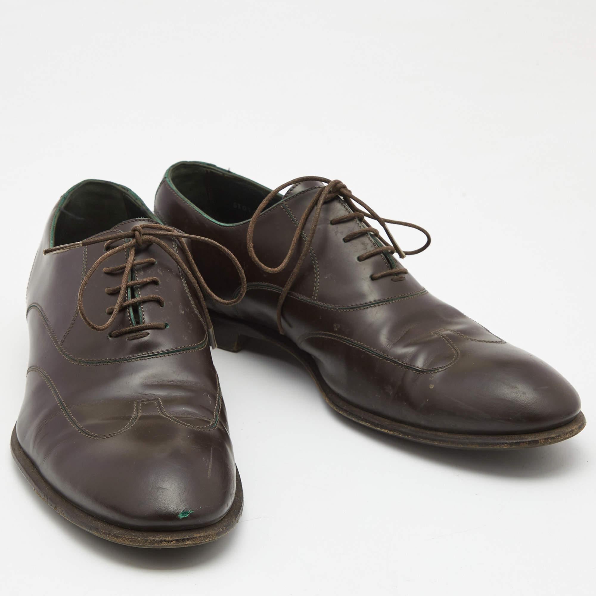 Men's Louis Vuitton Dark Brown Leather Lace Up Oxfords Size 42.5 For Sale
