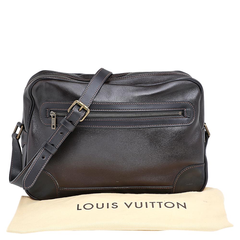 Louis Vuitton Dark Brown Leather Messenger Bag 2