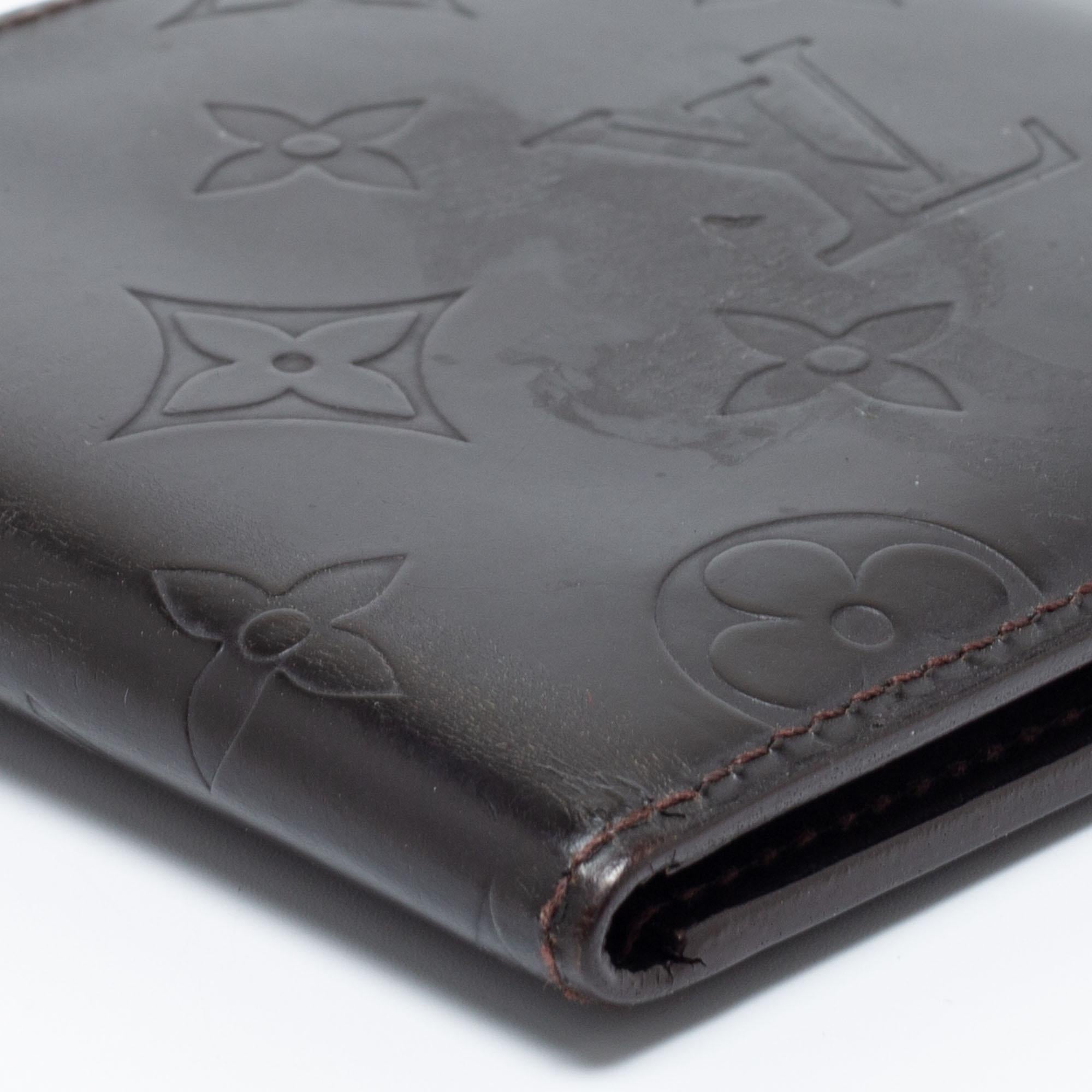 Louis Vuitton Dark Brown Leather Monogram Embossed Bifold Wallet 3