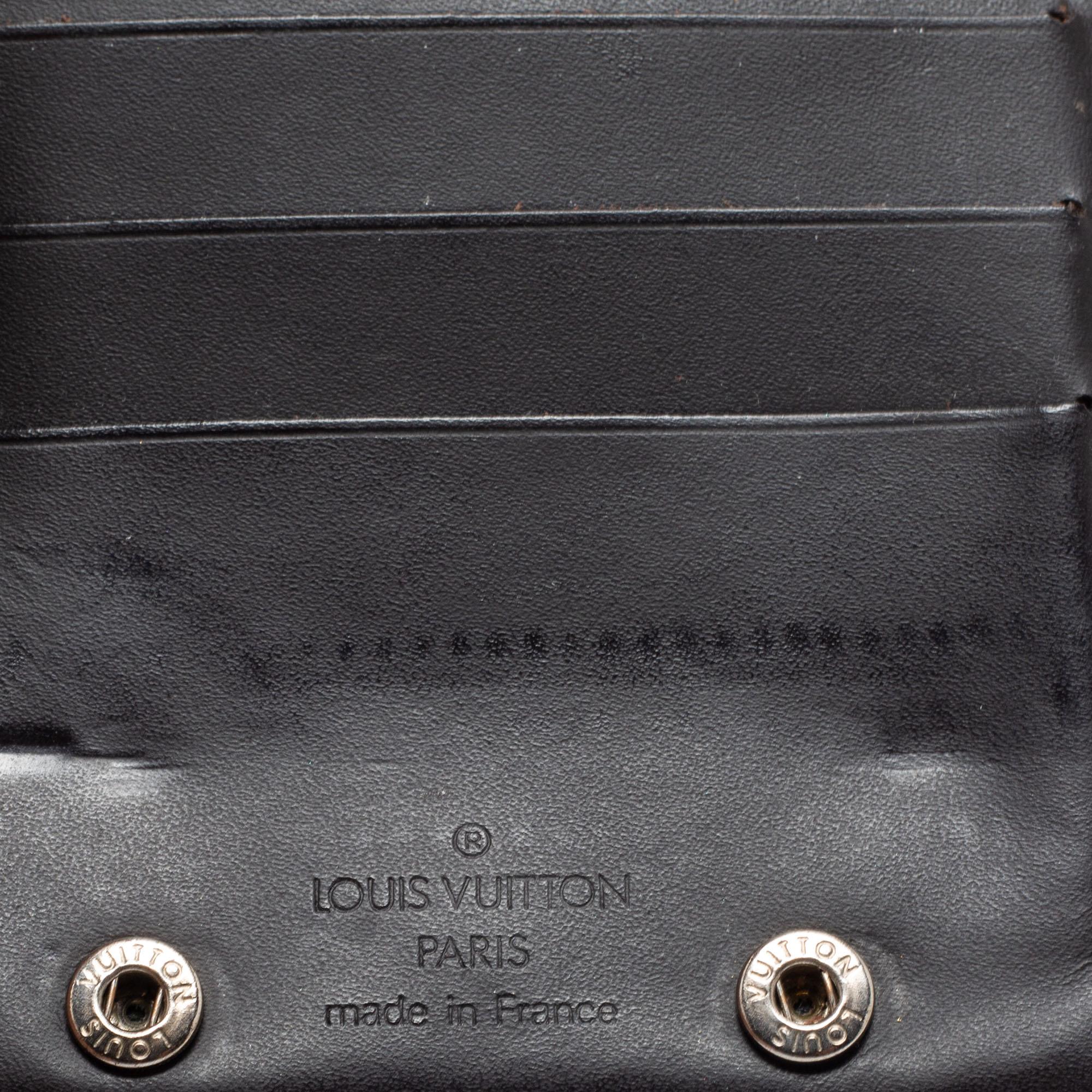 Louis Vuitton Dark Brown Leather Monogram Embossed Bifold Wallet 1