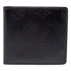 Louis Vuitton Dark Brown Leather Monogram Embossed Bifold Wallet
